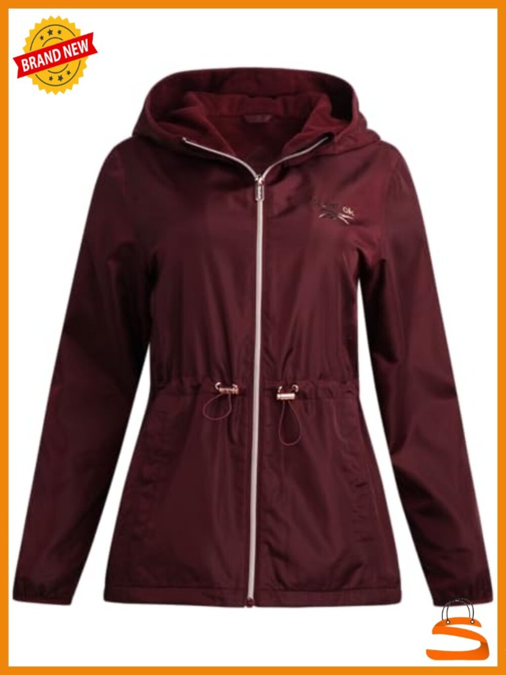 Reebok Womens Polar Fleece Lined Windbreaker Jacket Hood Waist